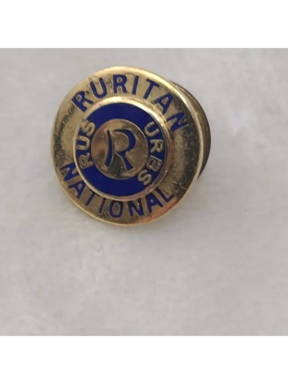 Vintage Ruritan National Lapel Pin Gold Tone Blue Enamel RUS URBS Civic Club
